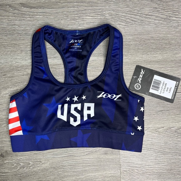 ZOOT Womens Ltd Run Bra RWB USA Red White Blue American Flag Sports Bra Size XS - Picture 2 of 12